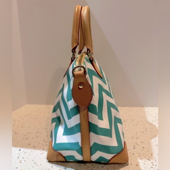 Dooney & Bourke Chevron‎ Stripped Leather Satchel Handbag - Picture 3 of 13